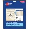 Avery Pearlized Permanent Labels With Sure Feed, 94231-PIP50, Rectangle, 1-1/2in x 7-1/2in, Ivory, Pack Of 250 Labels
