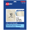 Avery Pearlized Permanent Labels With Sure Feed, 94119-PIP25, Rectangle, 5/8in x 7-1/2in, Ivory, Pack Of 300 Labels