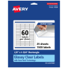 Avery Glossy Permanent Labels With Sure Feed, 94204-CGF25, Rectangle, 1/2in x 1-3/4in, Clear, Pack Of 1,500