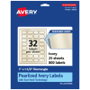 Avery Pearlized Permanent Labels With Sure Feed, 94219-PIP25, Rectangle, 1in x 1-1/2in, Ivory, Pack Of 800 Labels