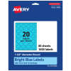 Avery Print-To-The-Edge Labels With Sure Feed Technology And Easy Peel Label Feature, 94506-BBP80, Round, 1-1/2in, Matte Bright Blue, Pack of 1600