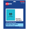 Avery Print-To-The-Edge Labels With Sure Feed Technology And Easy Peel Label Feature, 94504-BBP20, Round, 3/4in, Matte Bright Blue, Pack of 1600