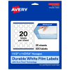 Avery Waterproof Permanent Labels With Sure Feed, 94120-WMF25, Hexagon, 1-1/2in x 1-47/54in, White, Pack Of 500
