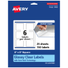 Avery Glossy Permanent Labels With Sure Feed, 94101-CGF25, Square, 3in x 3in, Clear, Pack Of 150