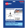Avery Glossy Permanent Labels With Sure Feed, 94256-CGF10, Rectangle, 5in x 3-1/2in, Clear, Pack Of 40