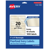Avery Pearlized Permanent Labels With Sure Feed, 94202-PIP50, Rectangle, 1in x 4in, Ivory, Pack Of 1,000 Labels