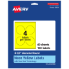 Avery Print-To-The-Edge Labels With Sure Feed Technology, 94514-NYP40, Round, 3-1/2in, Matte Neon Yellow, Pack of 160