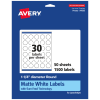 Avery Permanent Labels With Sure Feed, 94505-WMP50, Round, 1-1/4in Diameter, White, Pack Of 1,500
