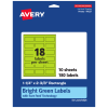 Avery Print-To-The-Edge Labels With Sure Feed Technology And Easy Peel, 94227-BGP10, Rectangle, 1-1/4in x 2-3/8in, Matte Bright Green, Pack of 180