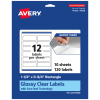 Avery Glossy Permanent Labels With Sure Feed, 94228-CGF10, Rectangle, 1-1/4in x 3-3/4in, Clear, Pack Of 120