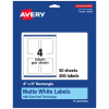 Avery Permanent Labels With Sure Feed, 94252-WMP50, Rectangle, 4in x 3in, White, Pack Of 200