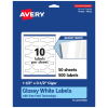Avery Glossy Permanent Labels With Sure Feed, 94122-WGP50, Cigar, 1-1/2in x 3-1/2in, White, Pack Of 500