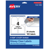Avery Glossy Permanent Labels With Sure Feed, 94600-CGF25, Arched, 4-3/4in x 3-1/2in, Clear, Pack Of 100