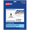 Avery Glossy Permanent Labels With Sure Feed, 94056-CGF10, Oval, 2in x 3-1/3in, Clear, Pack Of 80