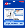 Avery Waterproof Permanent Labels With Sure Feed, 94500-WMF5, Round, 1in Diameter, White, Pack Of 240