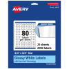 Avery Glossy Permanent Labels With Sure Feed, 94610-WGP25, Star, 3/4in x 3/4in, White, Pack Of 2,000