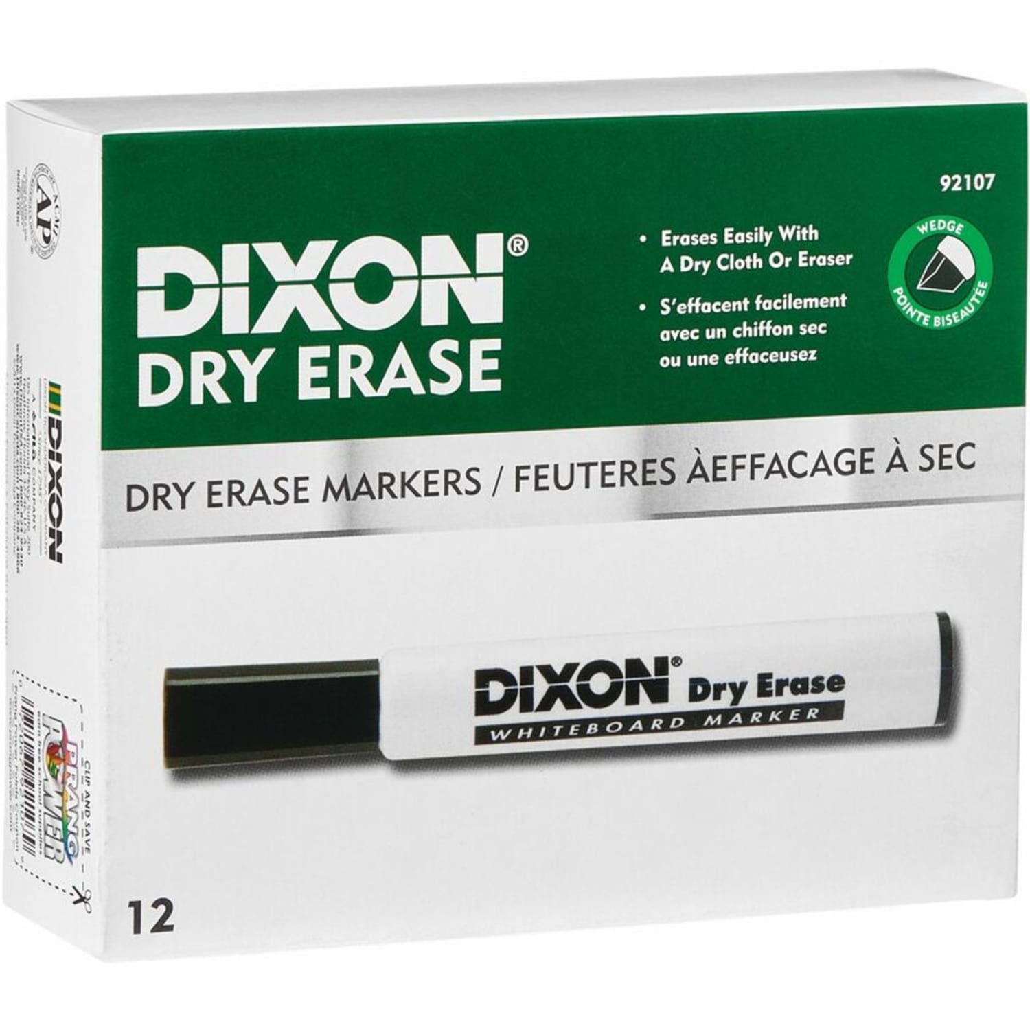 Dixon Dry Erase Markers - Broad Chisel, Fine Marker Point - Black Ink - 1 Dozen - Image 4