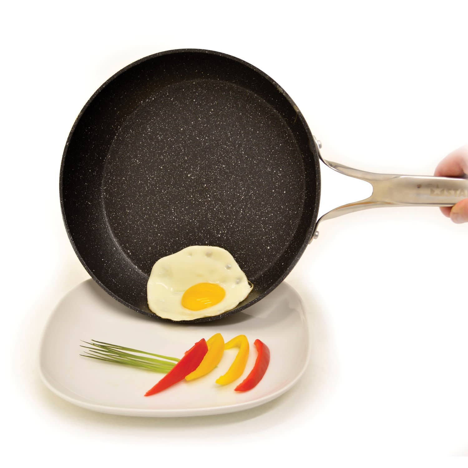THE ROCK By Starfrit Aluminum Nonstick Fry Pan With Stainless Steel Handle, 10in, Black - Image 3