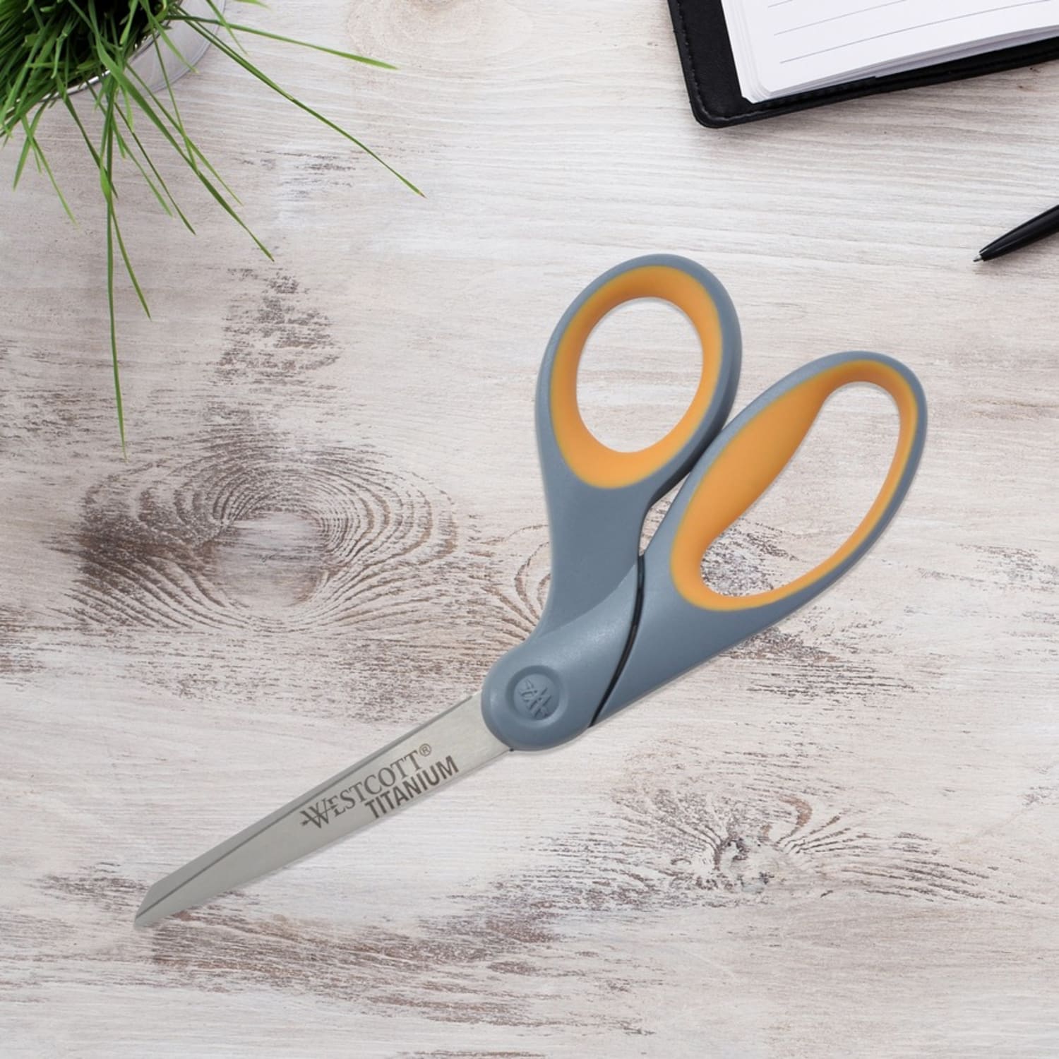 Westcott Titanium Bonded Scissors, 8in, Bent, Gray/Yellow - Image 6
