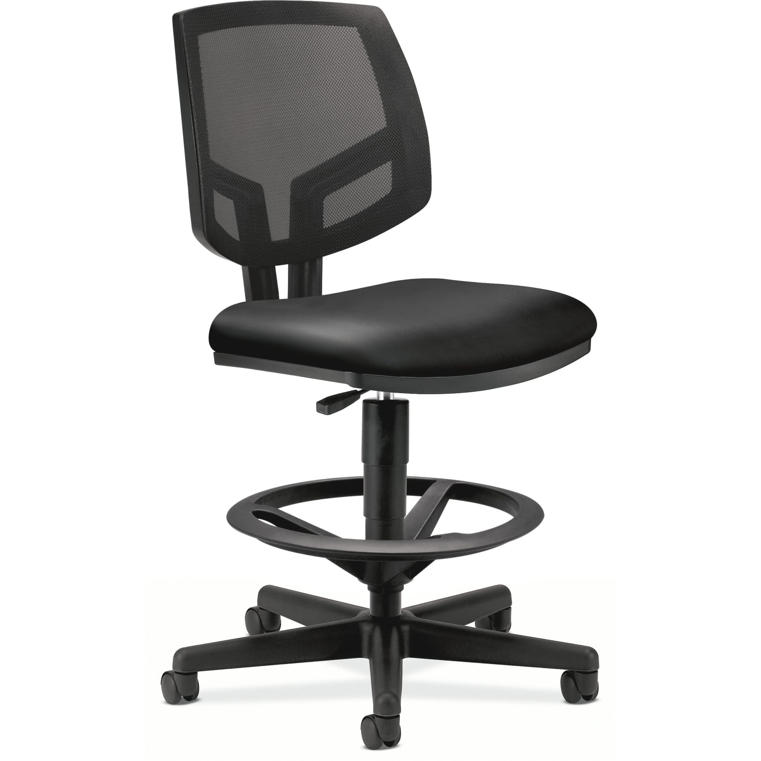 HON Volt Mesh Back Bonded Leather Task Stool, Extended Height And Foot Ring, Black - Image 5