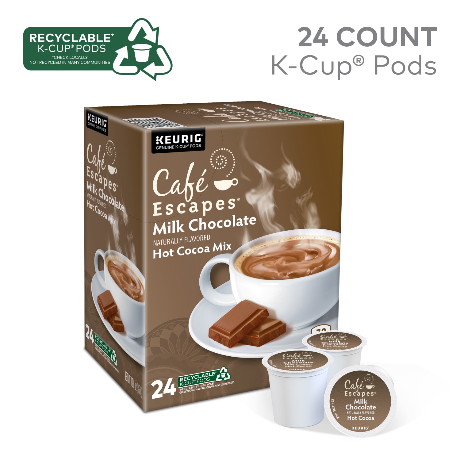 Cafe Escapes Milk Chocolate Hot Cocoa Single-Serve K-Cup, Box Of 24 - Image 6