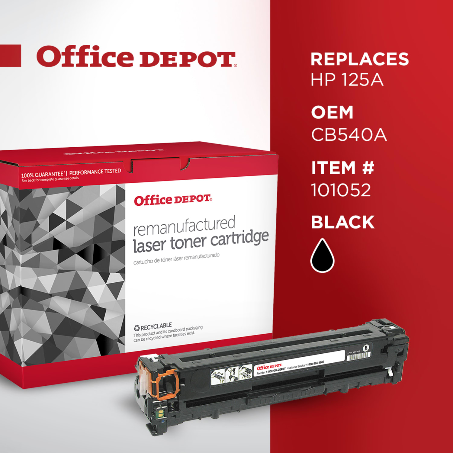 Office Depot Remanufactured Black Toner Cartridge Replacement For HP 125A, CB540A, OD1215B - Image 6