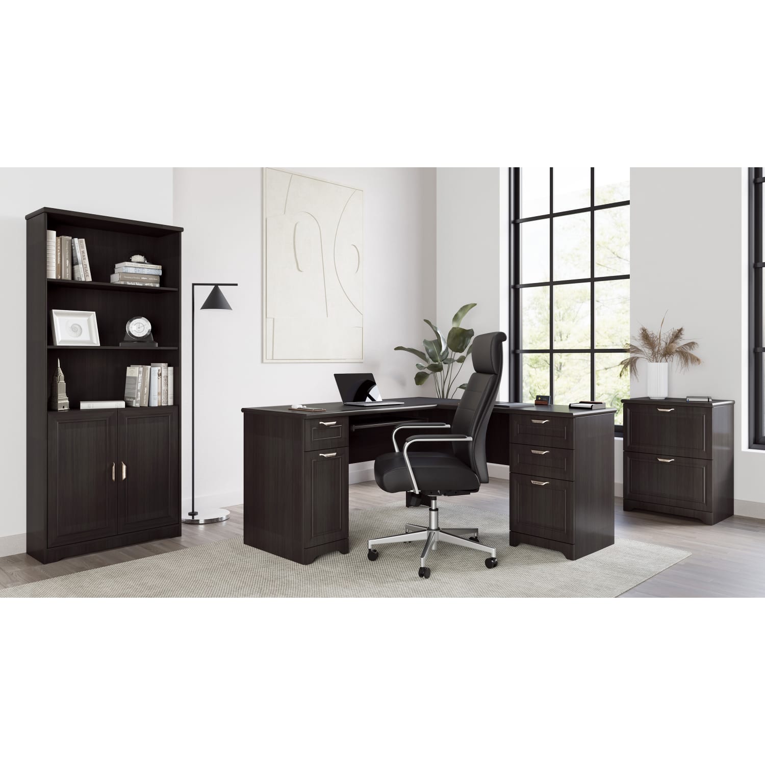 Realspace® Magellan 59W L Shape Corner Desk Espresso PopularChairscom