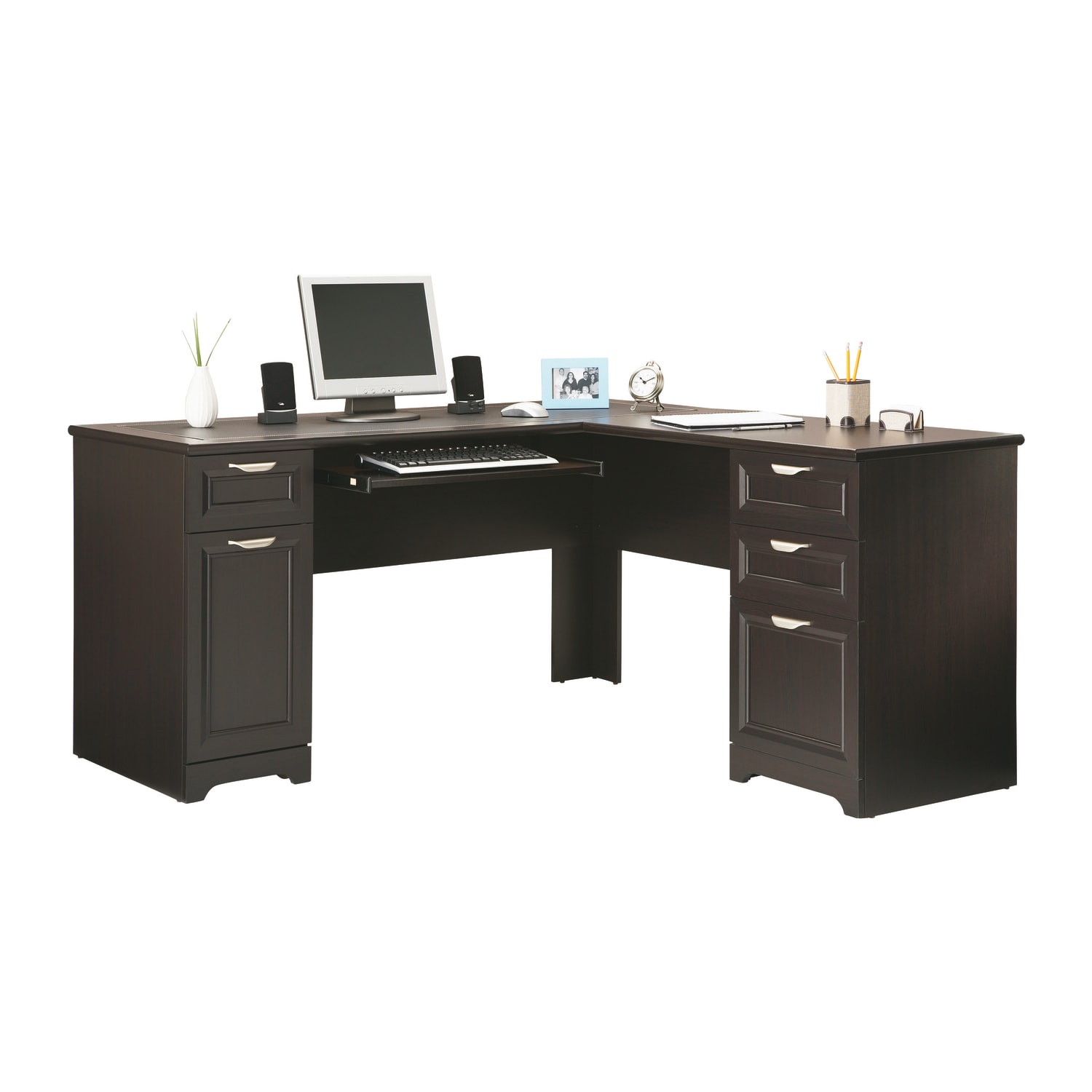 Realspace® Magellan 59W L Shape Corner Desk Espresso PopularChairscom