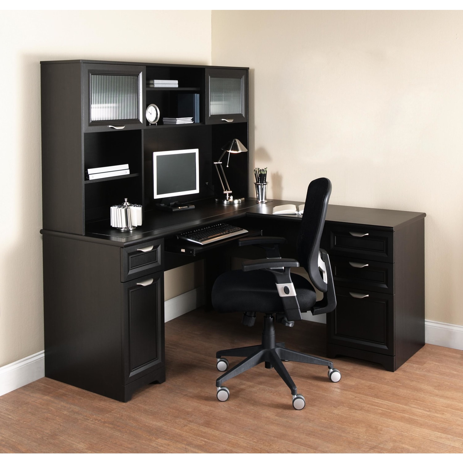Realspace® Magellan 59W L Shape Corner Desk Espresso PopularChairscom