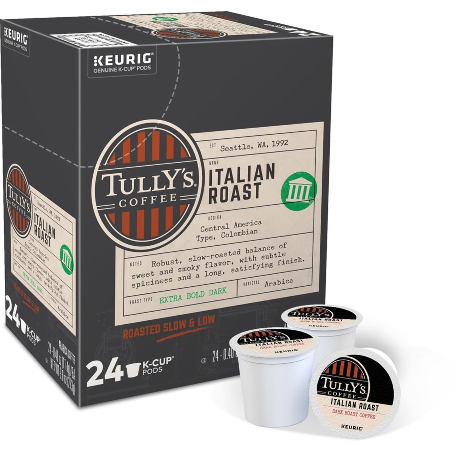 Tullys Coffee Single-Serve Coffee K-Cup Pods, Italian Roast, Carton Of 24 - Image 3