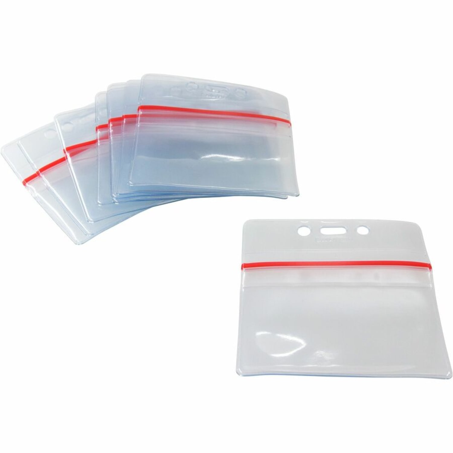 SICURIX Badge Holder - Support 3.75in x 2.62in Media - Horizontal - Vinyl - Clear - Zipper Lock - 50 / Pack - Image 4