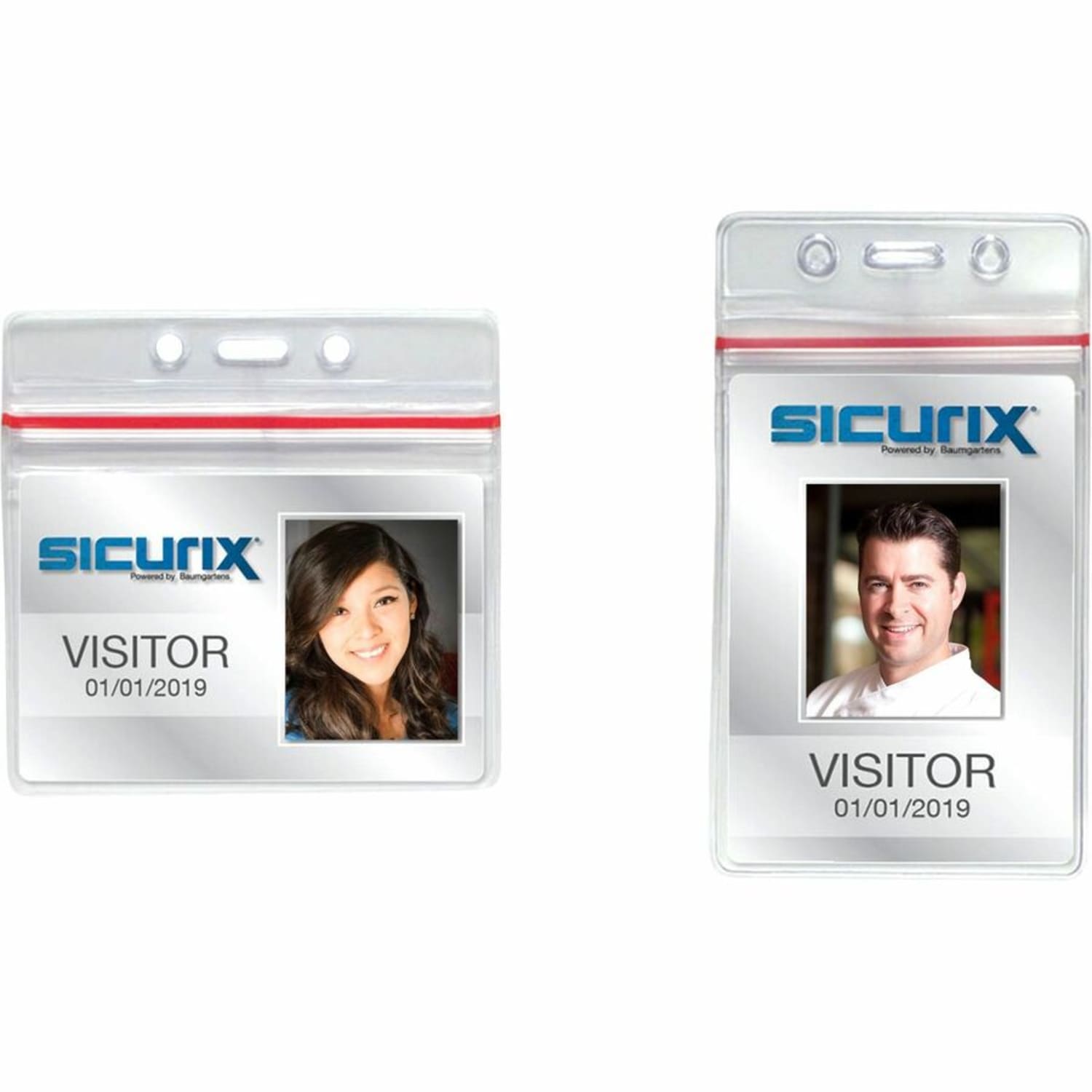SICURIX Badge Holder - Support 3.75in x 2.62in Media - Horizontal - Vinyl - Clear - Zipper Lock - 50 / Pack - Image 6