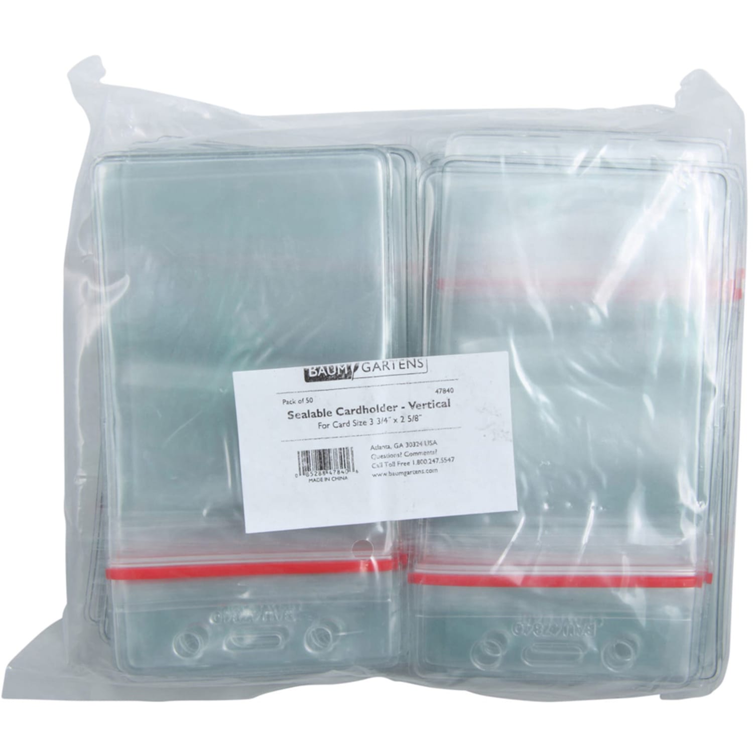 Baumgartens Sealable Vertical Badge Holder, 3 3/4in x 2 5/8in, Clear, Pack Of 50 - Image 5
