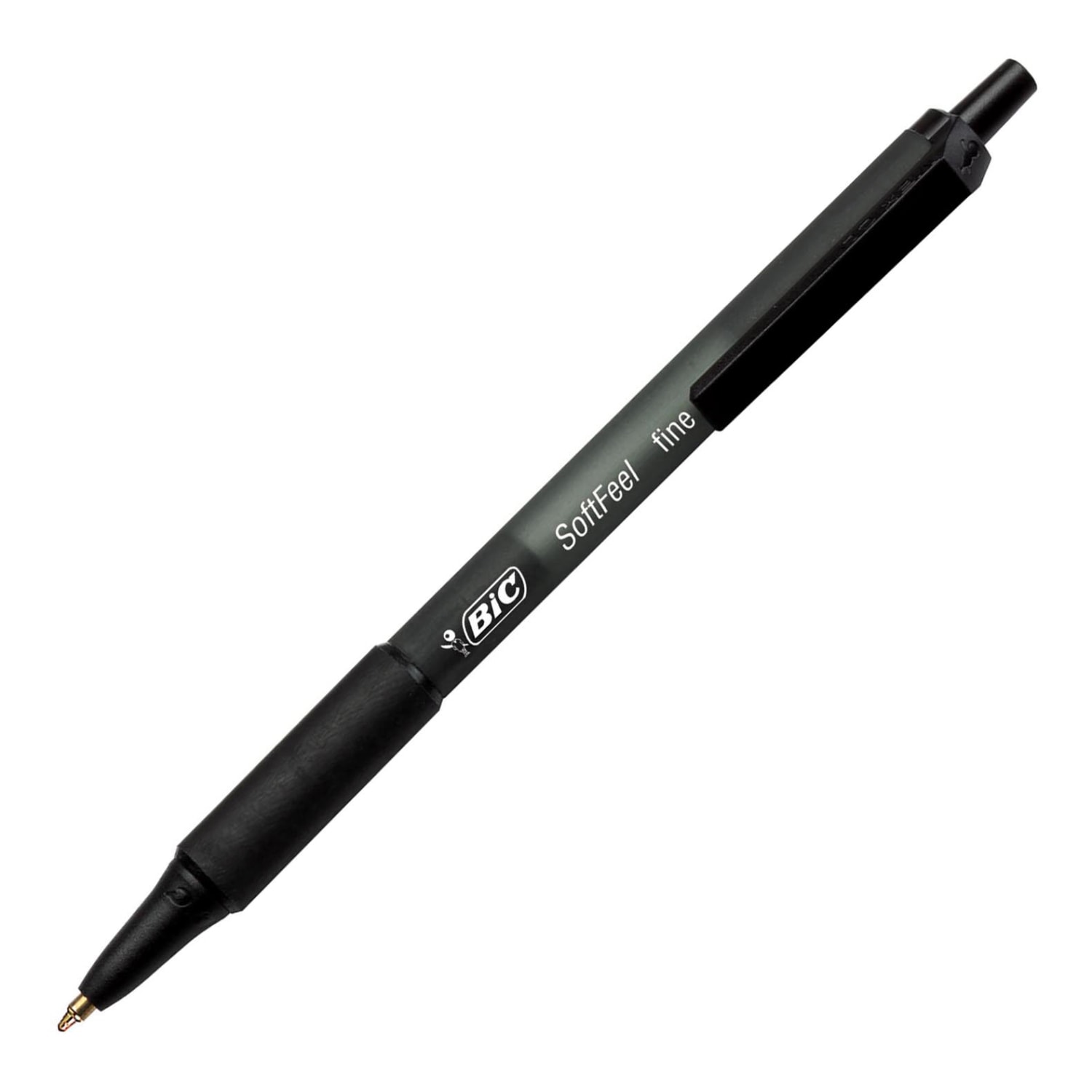 BIC Soft Feel Retractable Ballpoint Pens, Fine Point, 0.8 mm, Black Barrel, Black Ink, Box Of 12 Pens - Image 3