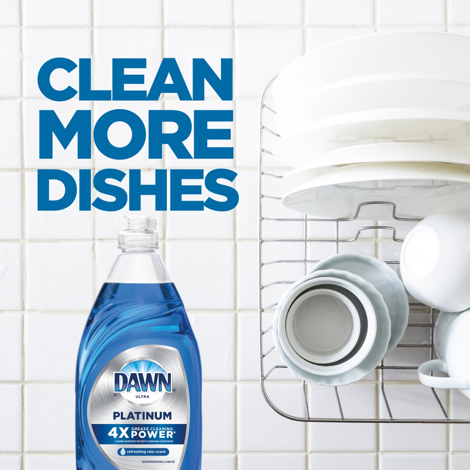 Dawn Platinum Dishwashing Liquid Dish Soap, Refreshing Rain, 54.8 Oz, Blue, Pack Of 2 Bottles - Image 5