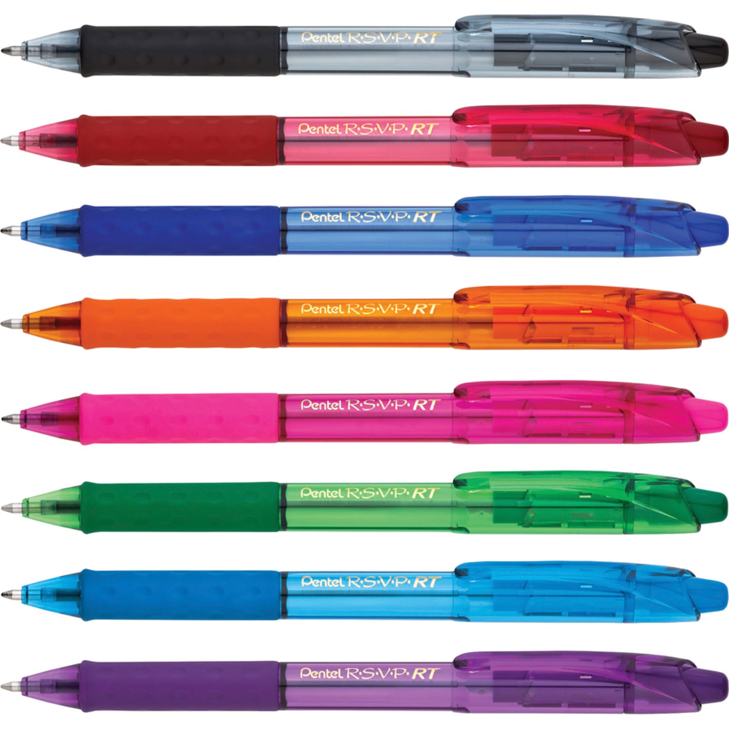 Pentel R.S.V.P. RT Retractable Ballpoint Pens, 1.0 mm, Medium Point, 59% Recycled, Assorted Barrels, Assorted Ink Colors, Pack Of 8 - Image 4