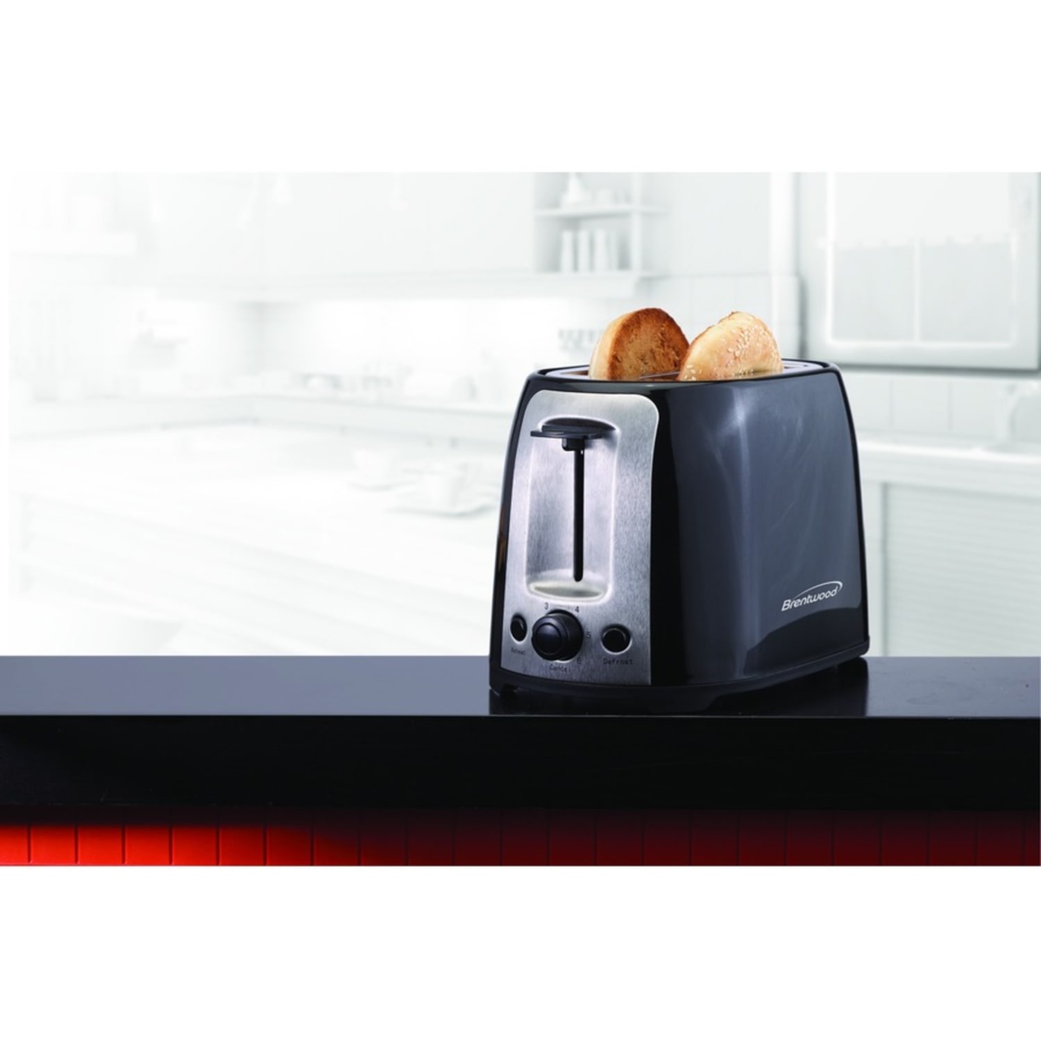 Brentwood Cool Touch 2-Slice Wide-Slot Toaster, Black/Stainless Steel - Image 5