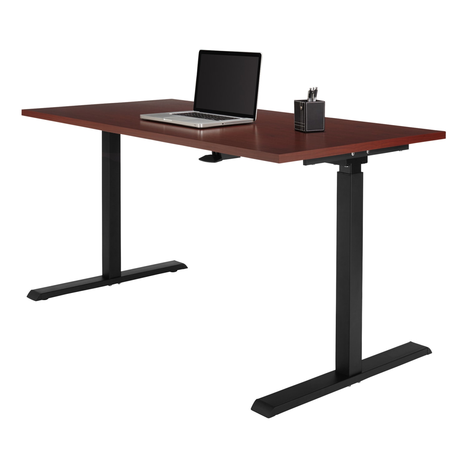 Realspace Magellan 60inW Pneumatic Height-Adjustable Standing Desk, Cherry - Image 3