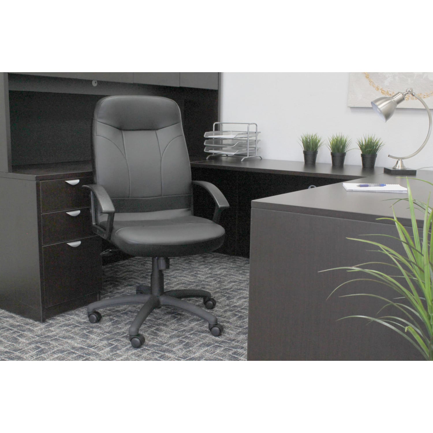 Boss Office Products High-Back Ergonomic Leather Managers Chair, Black - Image 8