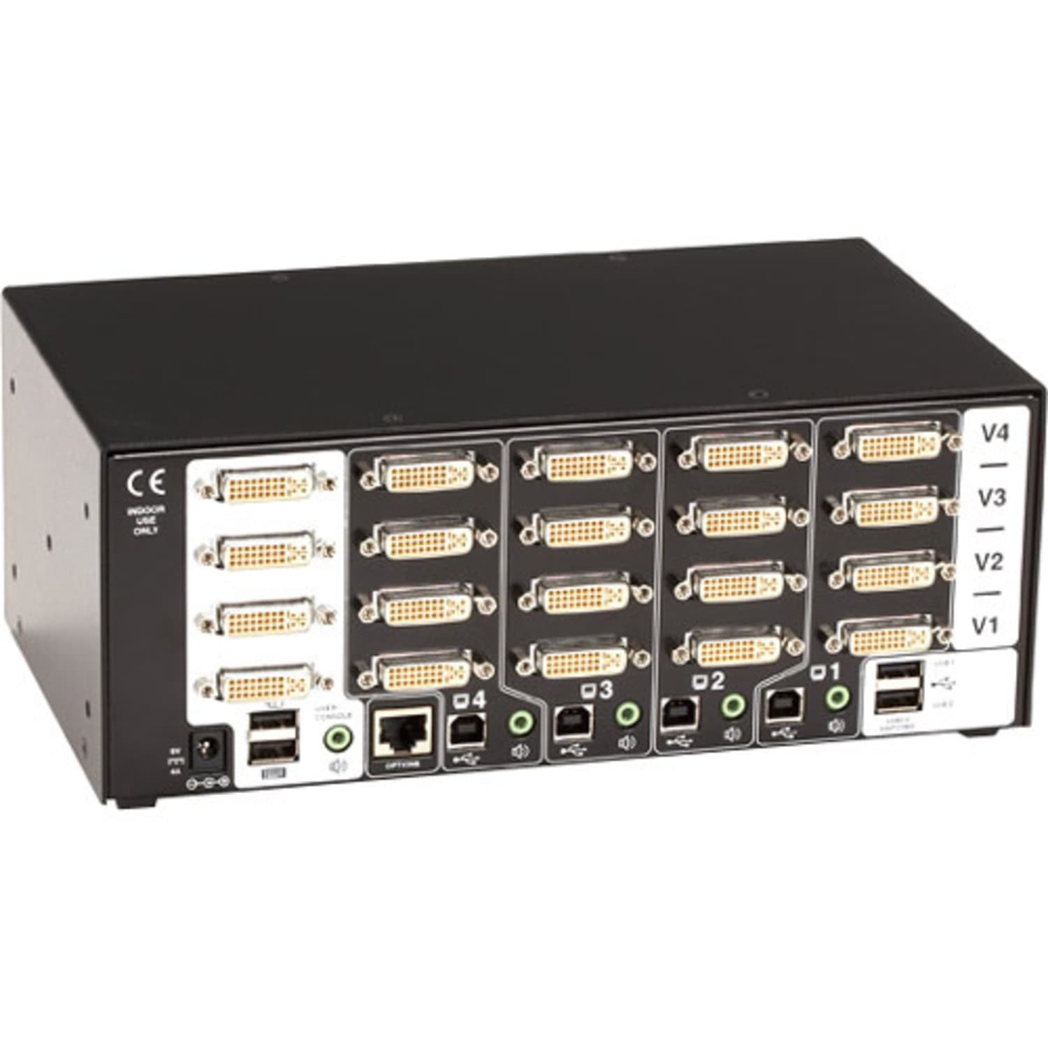 Black Box ServSwitch Wizard Dual-Link DVI Quad-Head with USB True Emulation - 4 Computer(s) - 1 Local User(s) - 2560 x 1600 - 1 x Network (RJ-45) - 8 x USB - 20 x DVI - Desktop - 2.5U - TAA Compliant - Image 4