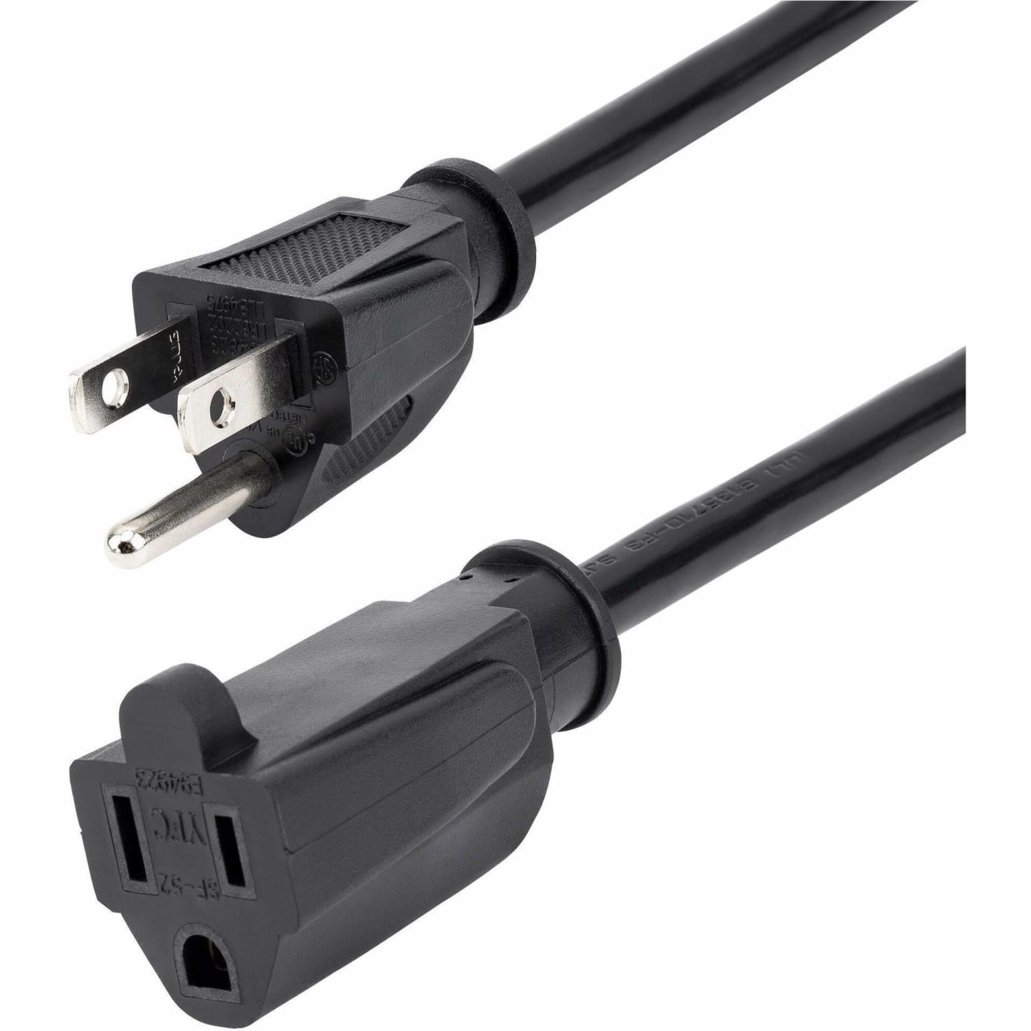 StarTech.com 10ft (3m) Power Extension Cord, NEMA5-15R to NEMA5-15P Black Extension Cord, 13A 125V, 16AWG, Computer Power Extension Cable - Image 6