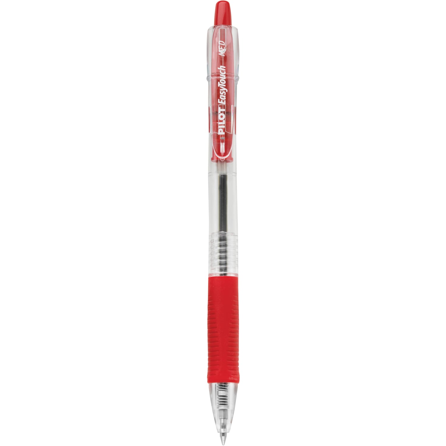 Pilot EasyTouch Retractable Ballpoint Pens, Medium Point, 1.0 mm, Clear Barrel, Red Ink, Pack Of 12 - Image 3
