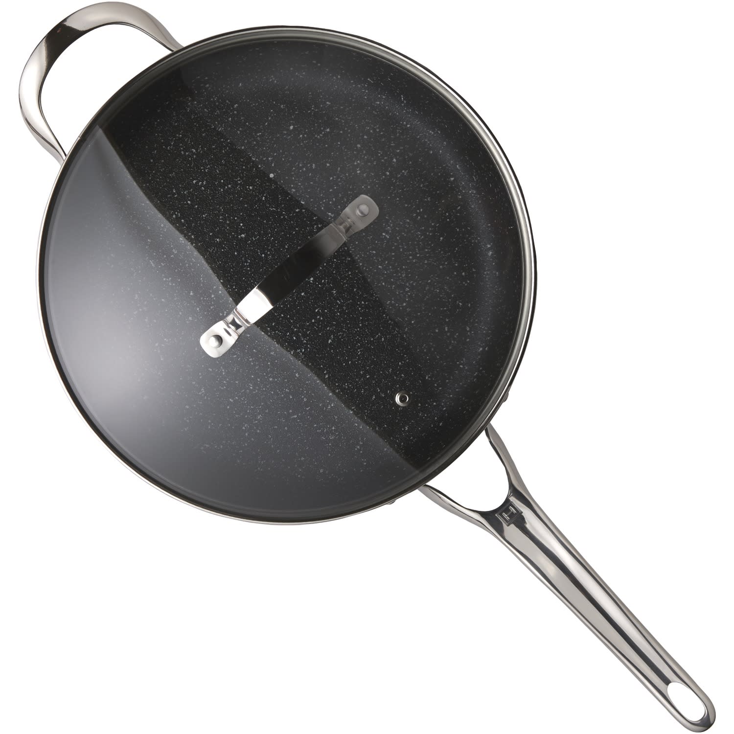 THE ROCK By Starfrit Aluminum Nonstick Deep Saute Pan With Glass Lid & Stainless Steel Handles, 11in, Black - Image 5
