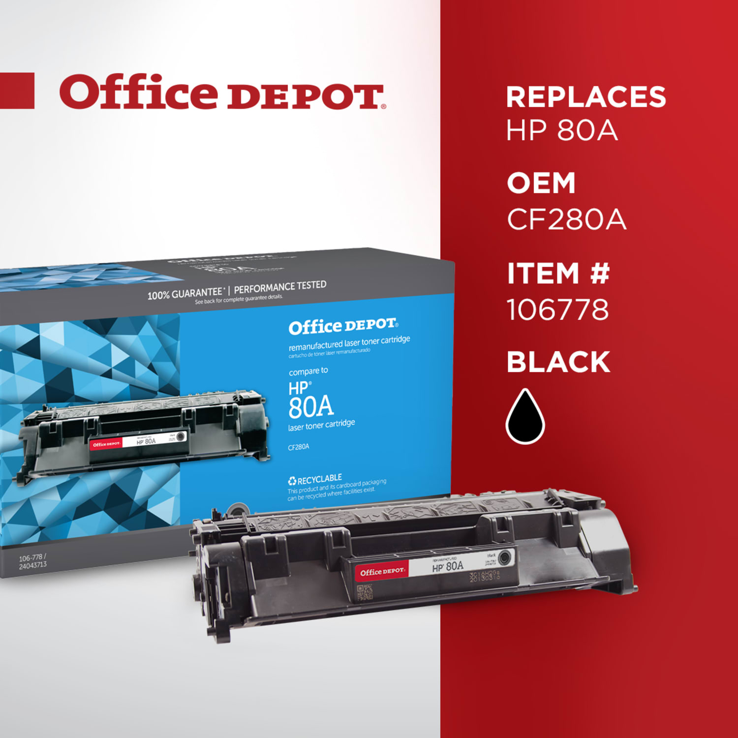 Office Depot Remanufactured Black Toner Cartridge Replacement For HP 80A - Image 6