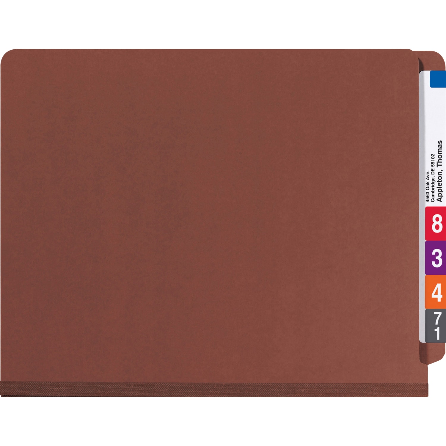 Smead End-Tab Classification Folders With SafeSHIELD Coated Fasteners, Letter Size, Red, Box Of 10 - Image 3