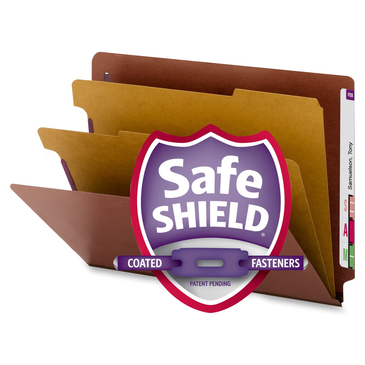 Smead End-Tab Classification Folders With SafeSHIELD Coated Fasteners, Letter Size, Red, Box Of 10 - Image 5