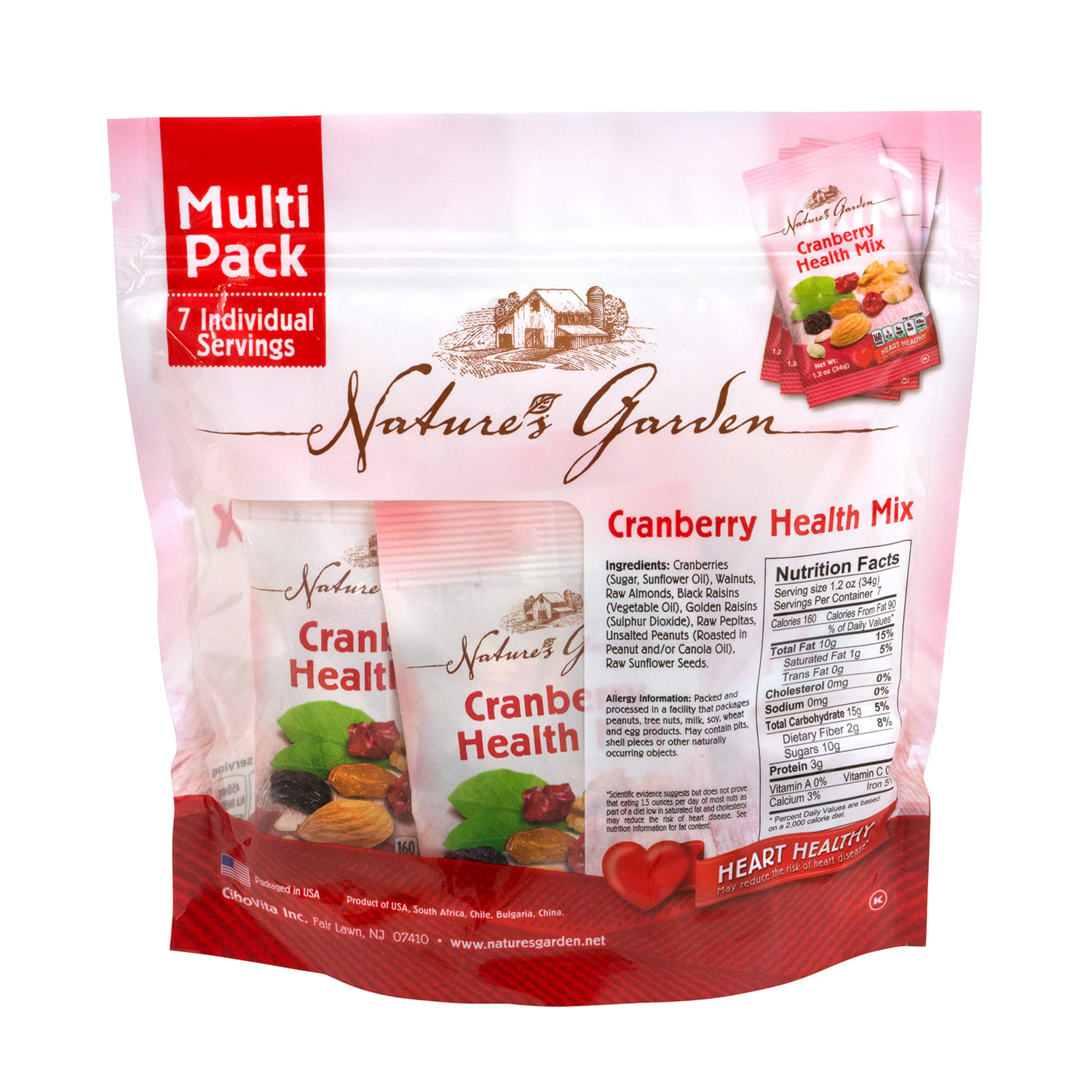 Natures Garden Cranberry Health Mix, 1.2 Oz, 7 Pouches Per Bag, Pack Of 6 Bags - Image 3