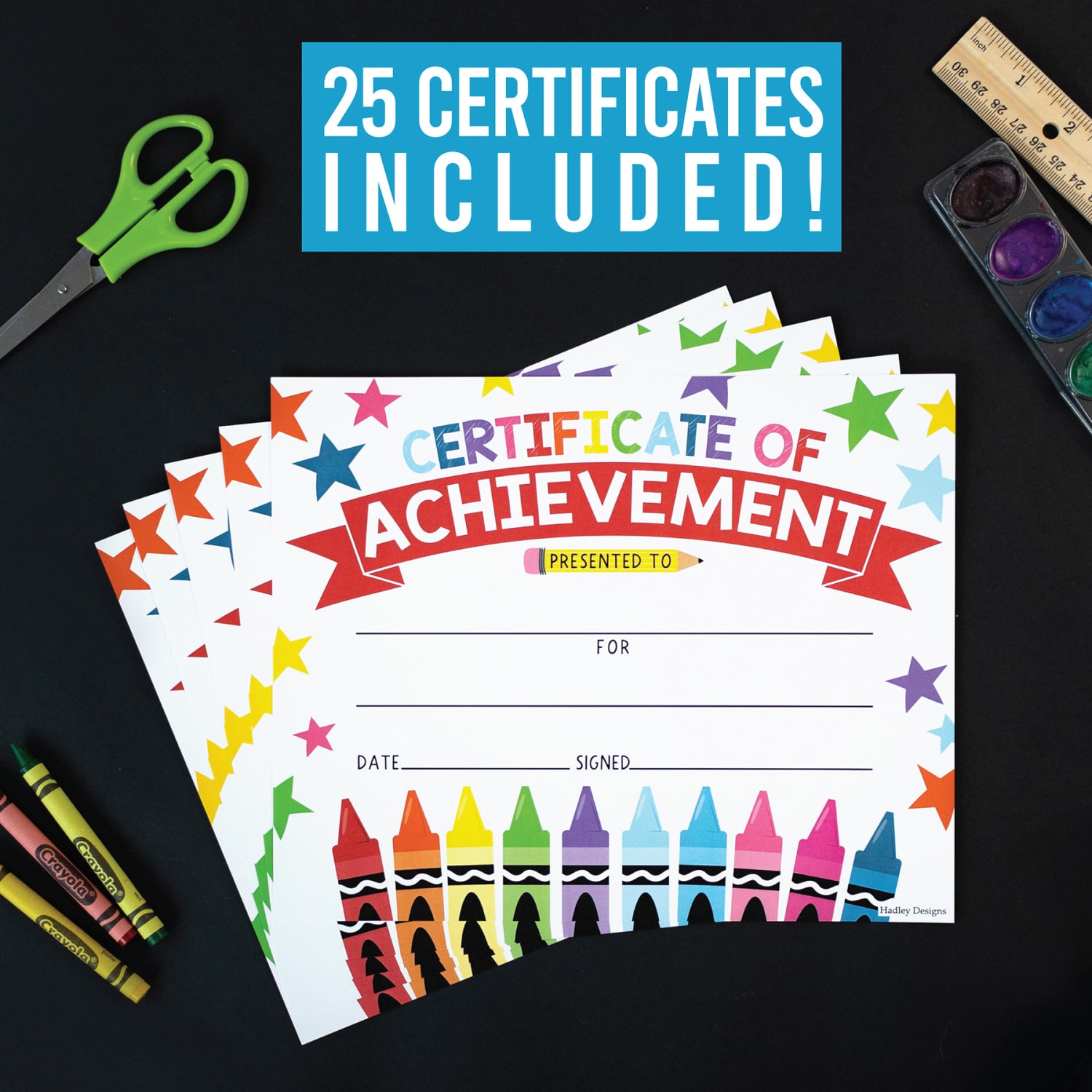 Hadley Designs Certificates For Students, 8in x 10in, Colorful Crayons Award, Set Of 25 - Image 3
