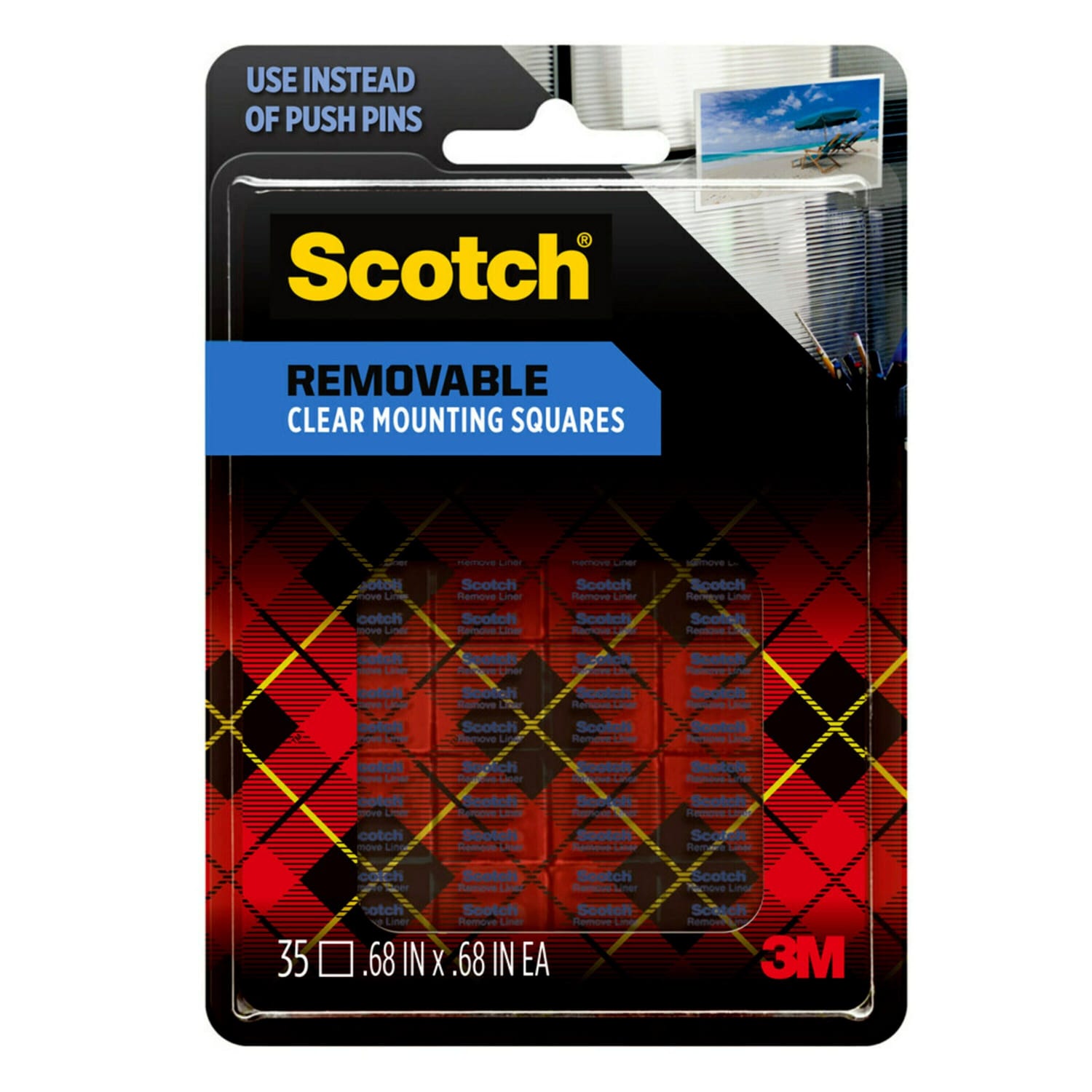 Scotch Removable Clear Double-Sided Mounting Squares , 11/16 in x 11/16 in (1.7 cm x 1.7 cm)