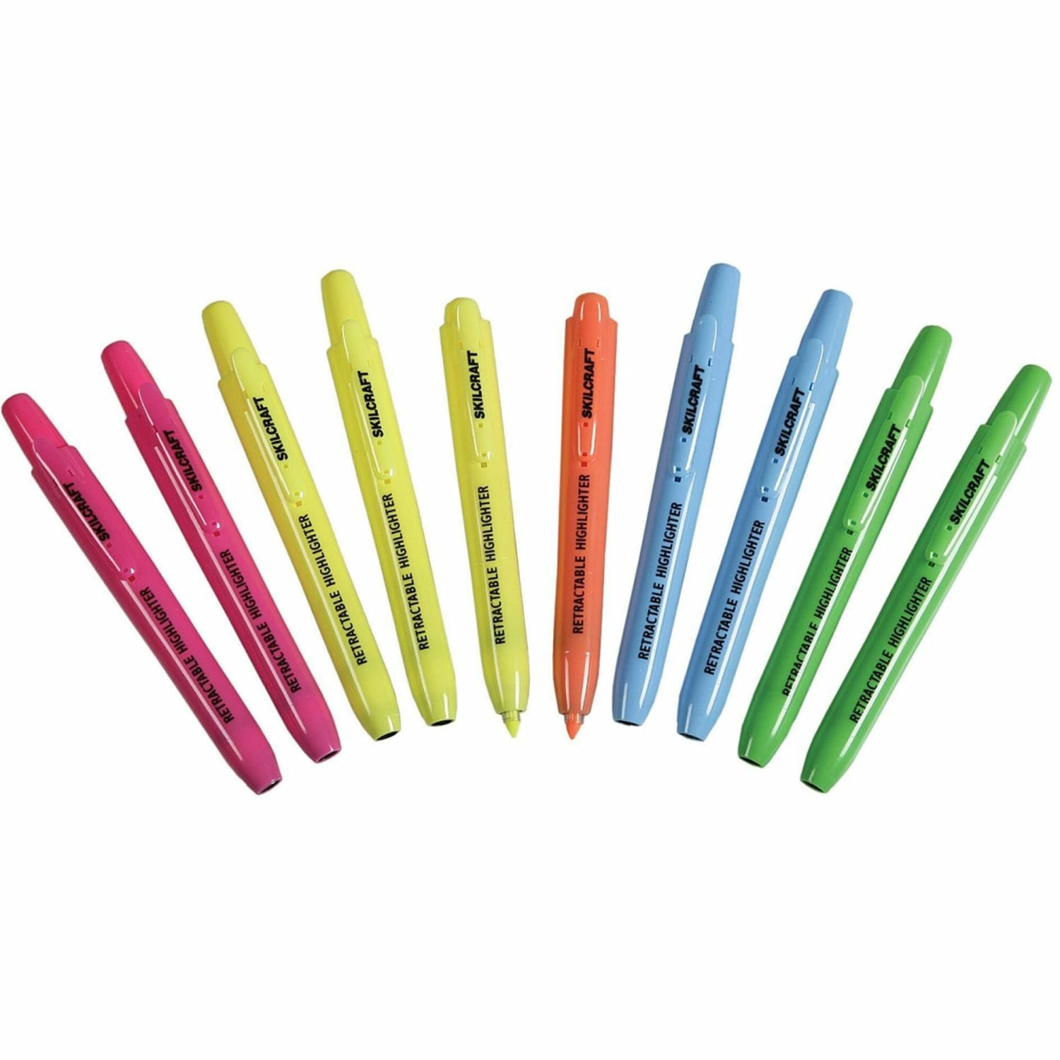 SKILCRAFT Retractable Chisel-Tip Highlighters, Pack Of 10 (AbilityOne 7520-01-554-8208) - Image 3